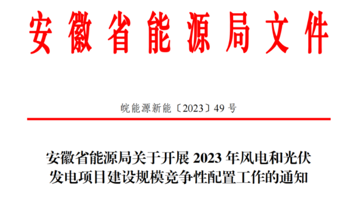 150萬千瓦！安徽省2023年風電項目建設規模競配方案公布