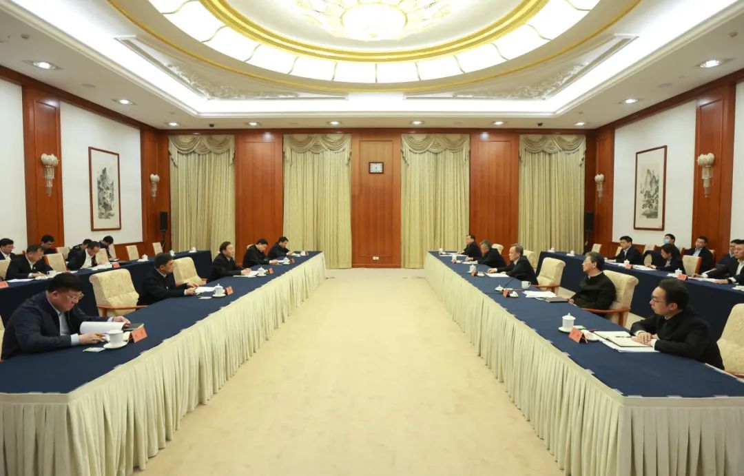 國家電網公司董事長辛保安、總經理張智剛與天津市委書記陳敏爾、市長張工會談
