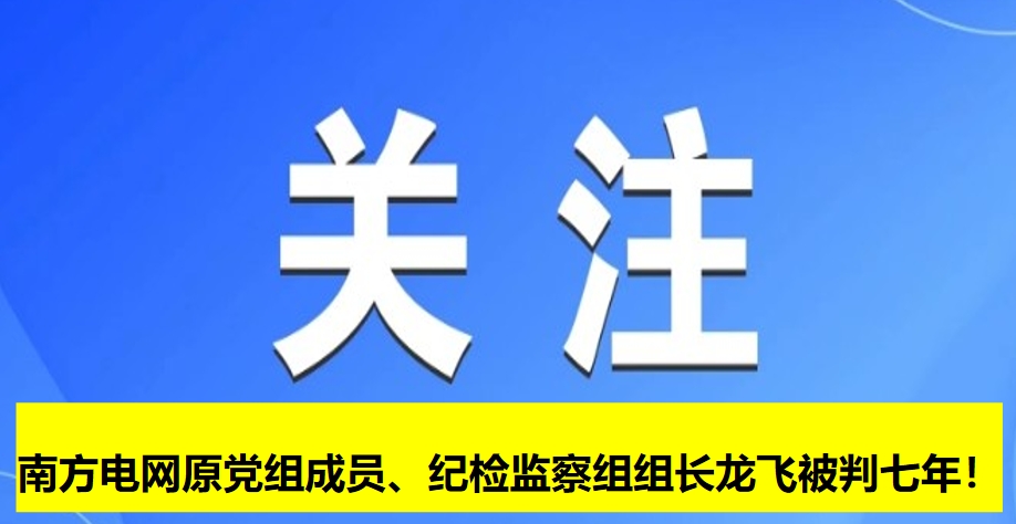 南方電網(wǎng)原黨組成員、紀(jì)檢監(jiān)察組組長龍飛被判七年！